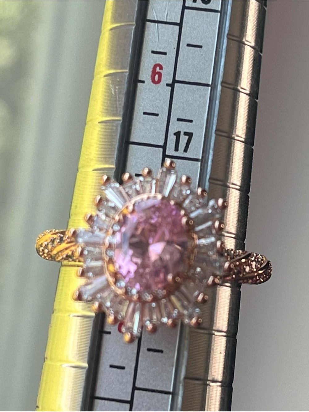 BP Rose Gold plated Pink crystal with Halo ring